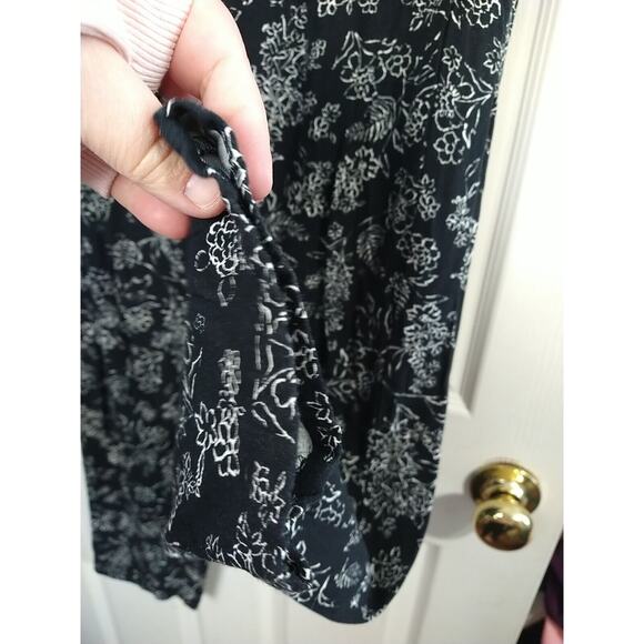 J Jill L* jogger pants women Drawstring Waist Black Floral comfort Pocket - Picture 10 of 13